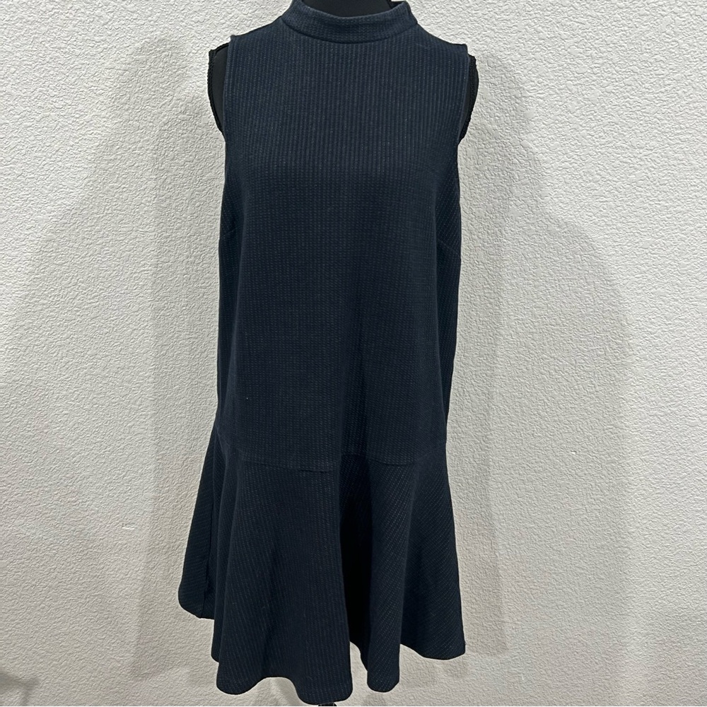 LOFT Navy Striped Sleeveless Drop Waist Mini Dress